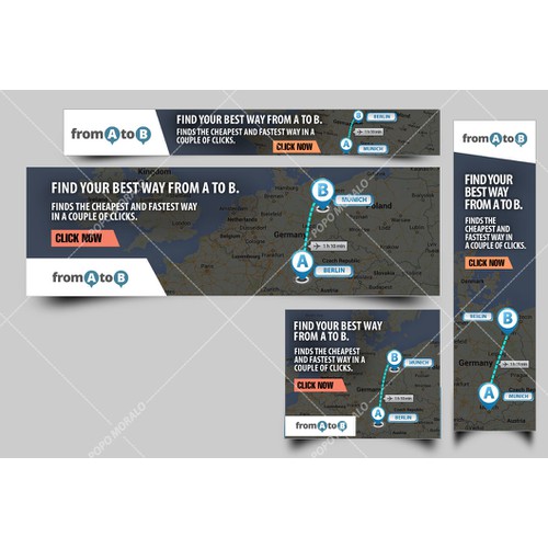 Design static banner ads for fromAtoB - the multi modal travel search engine