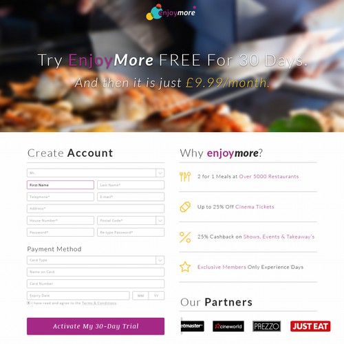 EnjoyMore Landing page