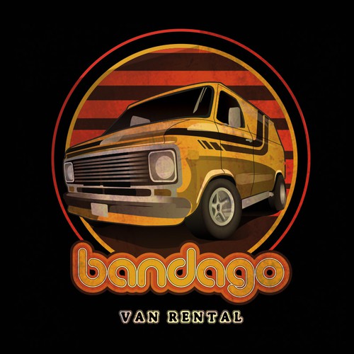 Create vintage 70's van t-shirt for van rental company Bandago