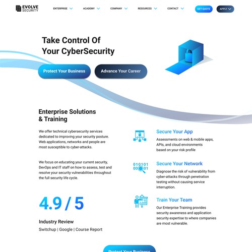 UI/UX design for cybersecurity company