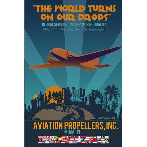 Art-deco themed illustration for Aviation Propellers