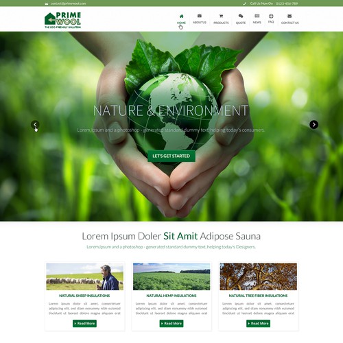 Create a website design for a new clean-tech company