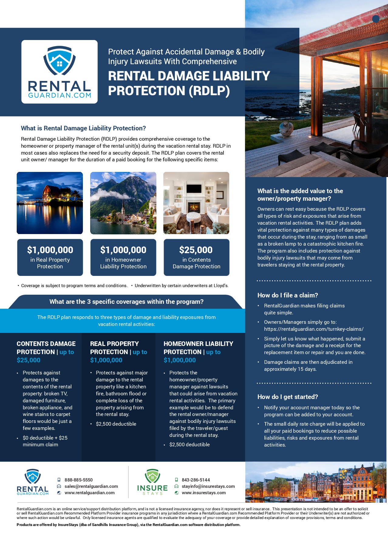 One page info sheet for vacation rental industry program