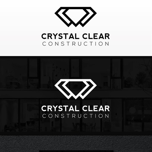 Crystal clear construction logo and business card