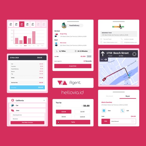 UI Elements : HelloVia Agent App
