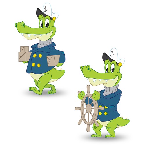 Cartoon Alligator Sea Captain Mascot