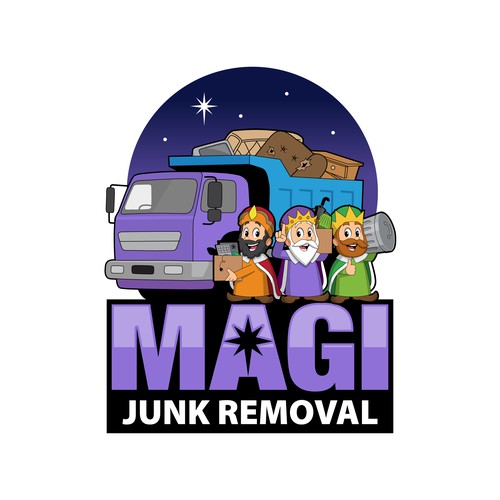Cartoonish junk removal logo.