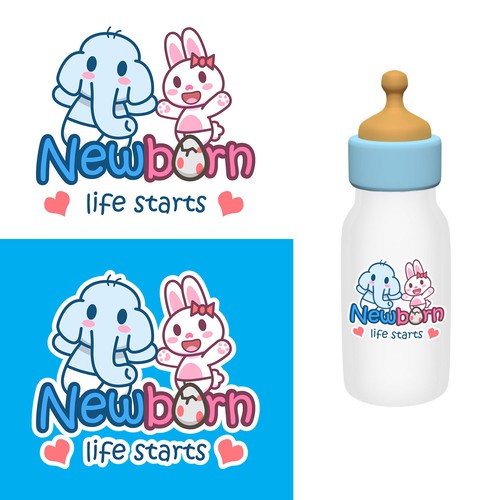 Baby Elephant and rabbit Logo