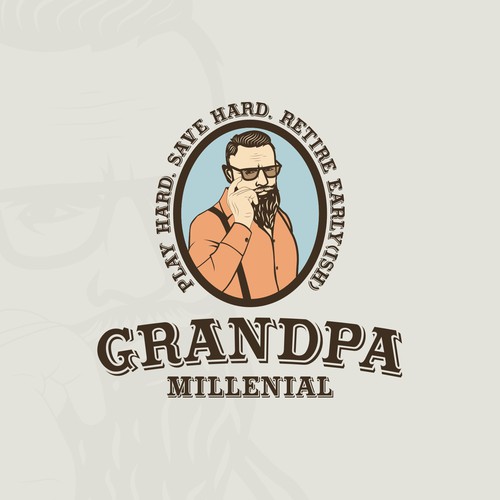 Handdrawn hipster man logo