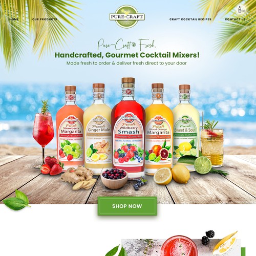 Design a new website for FRESH Craft Cocktail Mix Company (Pure-Craft® Mixers)