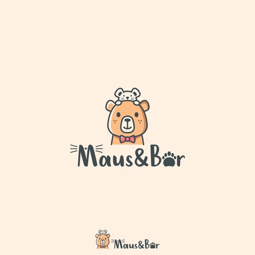 Cute mouse and bear logo