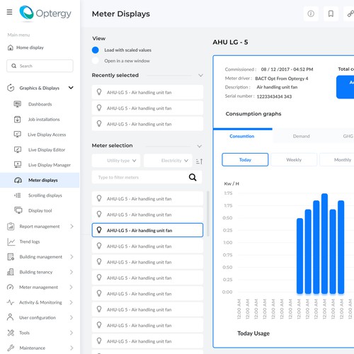 Optergy - Web application system UI/UX design