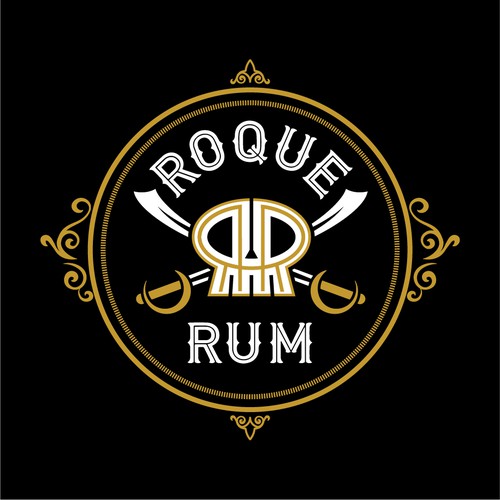 Vintage pirate themed logo for Roque Rum