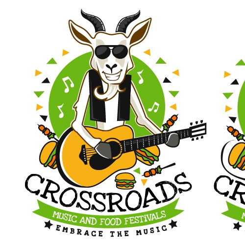 create a fun logo with a smiling /dancing  goat playing a blues guitar! Eco -friendly, high energy and cool!