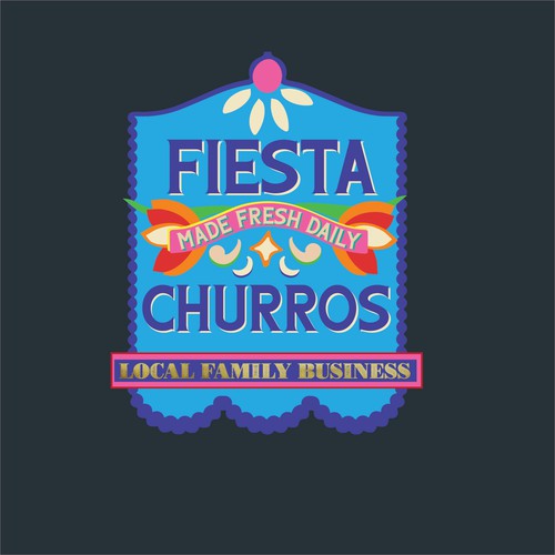 Fiesta Churros Blue Day of the Dead Flag