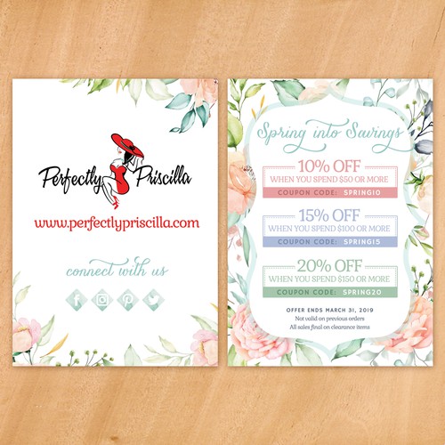 Postcard design for spring fashion sale