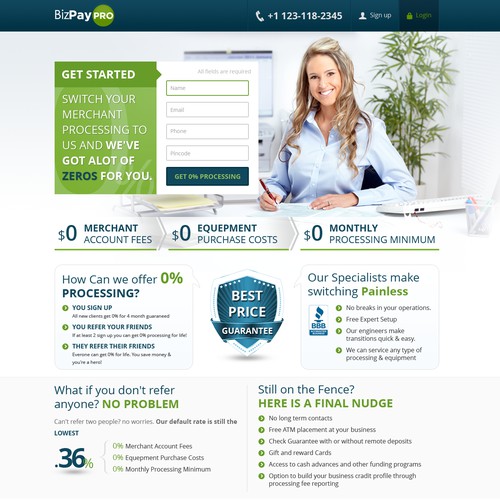 Create the next landing page for BizPayPro.com