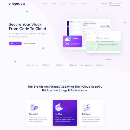 Bridgecrew website design - 2020