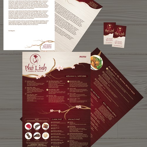 Authentic Vietnamese Restaurant Menu and Business Collaterals