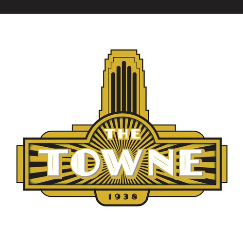 The Towne Theatre, an historic, 1938 Art Deco Movie Palace logo design!