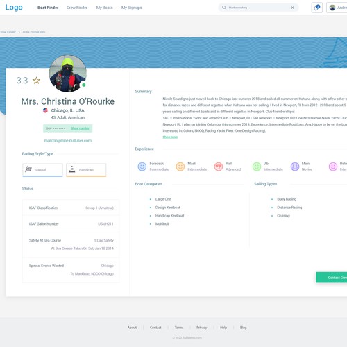 Crew Profile Page