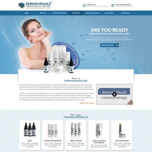 Create an exciting website design for a new & innovative skin care company.