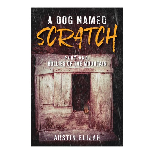 Book cover design featuring abused dog.