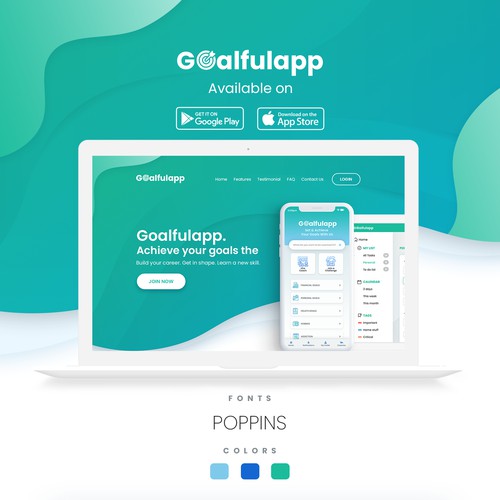 Homepage for goalfulapp