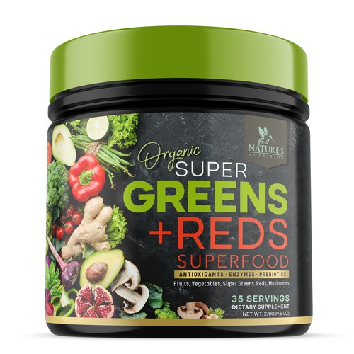 Tasty Super Greens Powder Design for Nature's Nutrition