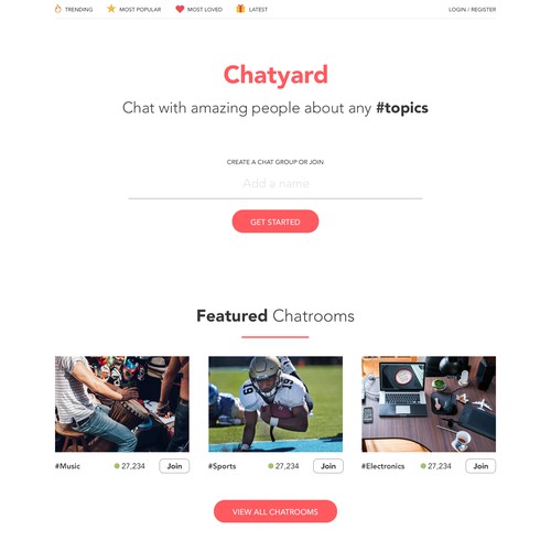 Homepage Design for Online Chatting Website