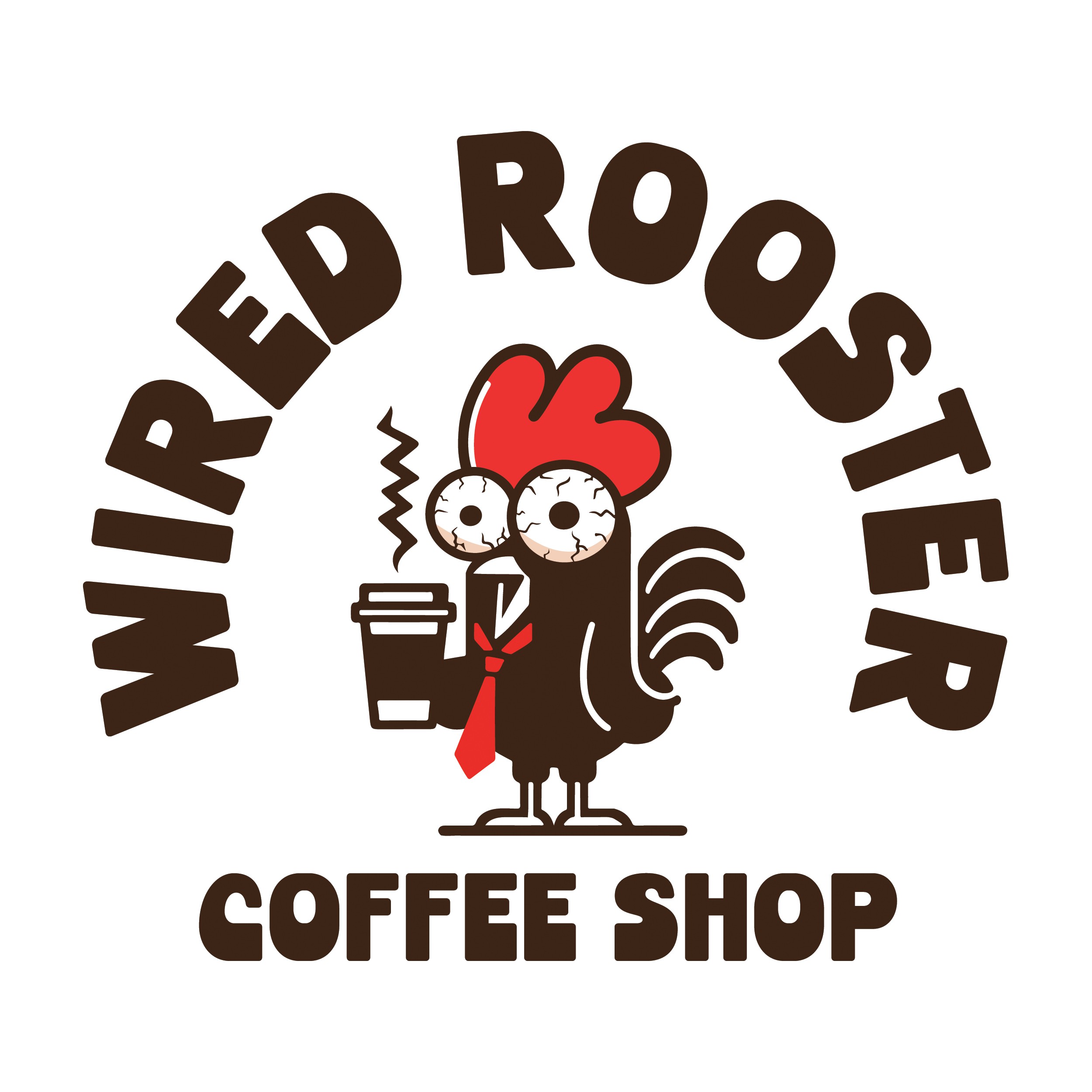 Need a Coffee shop logo with a pic of a Rooster wired up on coffee
