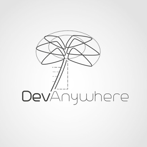 Dev Anywhere Tec Logo in technicle drawing style