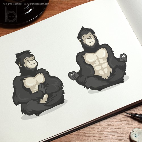 Meditating gorilla in a state of zen for GORILLA Fit & Well