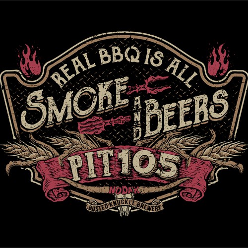 Vintage Pit105 BBQ T-shirt design