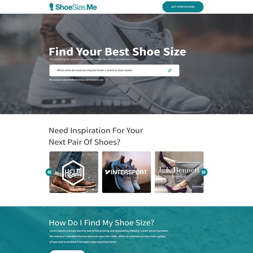 B2B Technology website: Compare shoes to buy right size online.