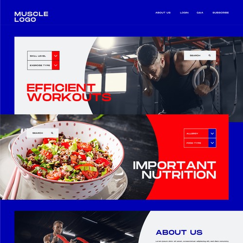 Training website home page design idea