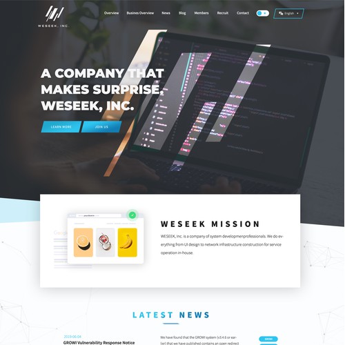 Beautiful design for a company website.