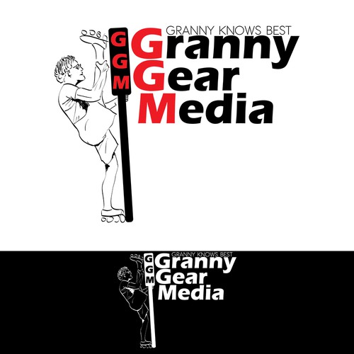 Create a crazy granny logo for "Granny Gear Media"