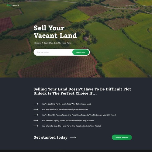 Landing page for a real estate company