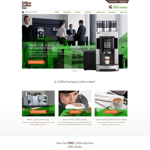 Create a market leading office coffee machine website.