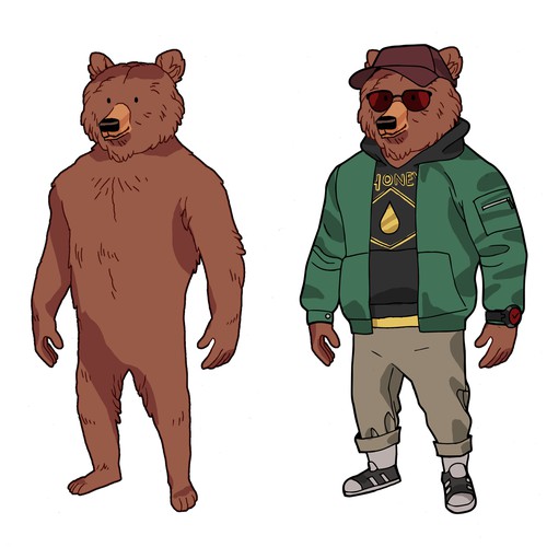 Fashion Bear Mascot for T-Shirt Design