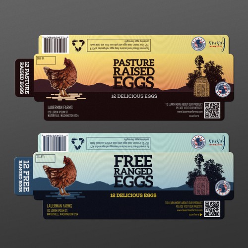 Label design for Lauerman Farms Eggs Packaging