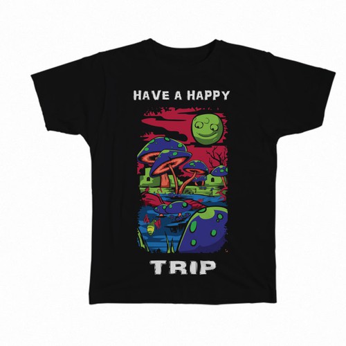 Create a trippy black light poster style MUSHROOM tee!