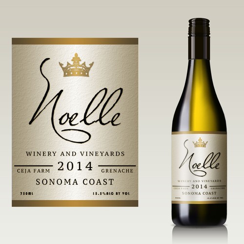 wine label for a new California winery in Sonoma County specializing in French Rhone varietals