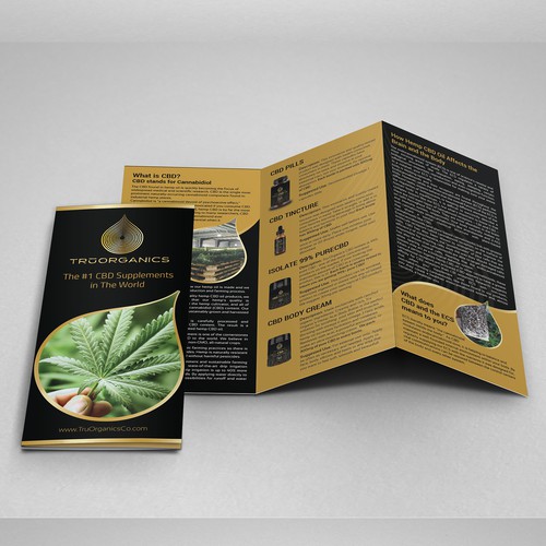 Create a brochure for Tru Organics - High CBD Hemp Oil Products