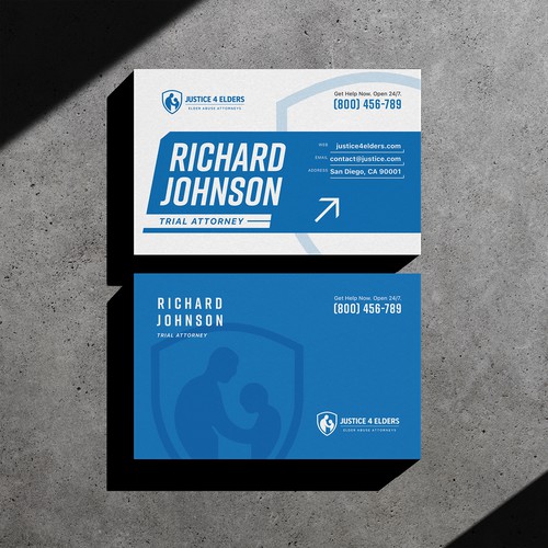 Business Card Design for Justice 4 Elders