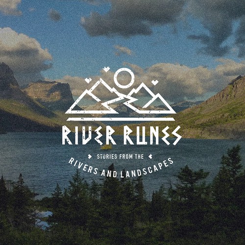 Geometric landscape logo for River Runes