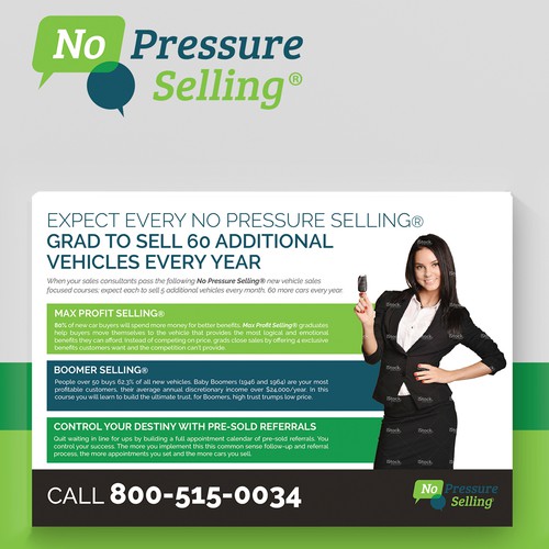 No Pressure Selling Postcard Design