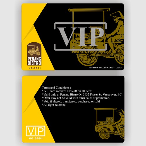 VIP card Penang Bistro