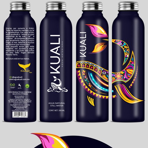 Custom water bottle design for "KUALI"